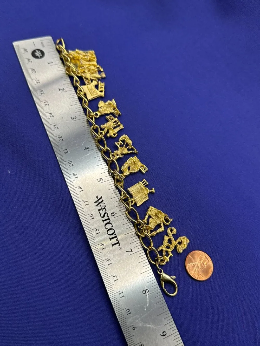 VTG Ultra Craft Gold-Plated Ten Commandment Figure Charm Bracelet